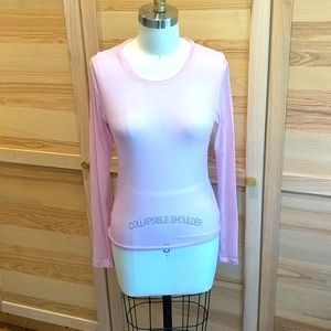 Pink stretch mesh long sleeve top size S/M by designer Joeffer Caoc
